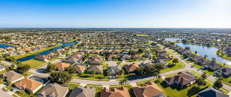 Aerial view of Volusia County Florida neighborhoods near Orange City
