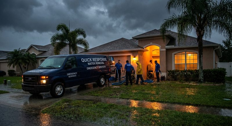 Emergency flood cleanup team responding to a Deltona FL home
